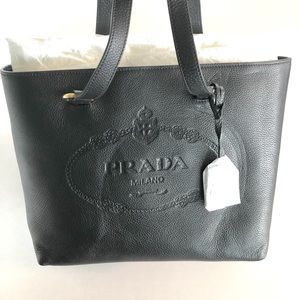 Prada Embossed Logo Vitello Daino Tote Bag